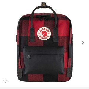 Fjallraven Red & Black Plaid KÅNKEN RE-WOOL Backpack Bookbag